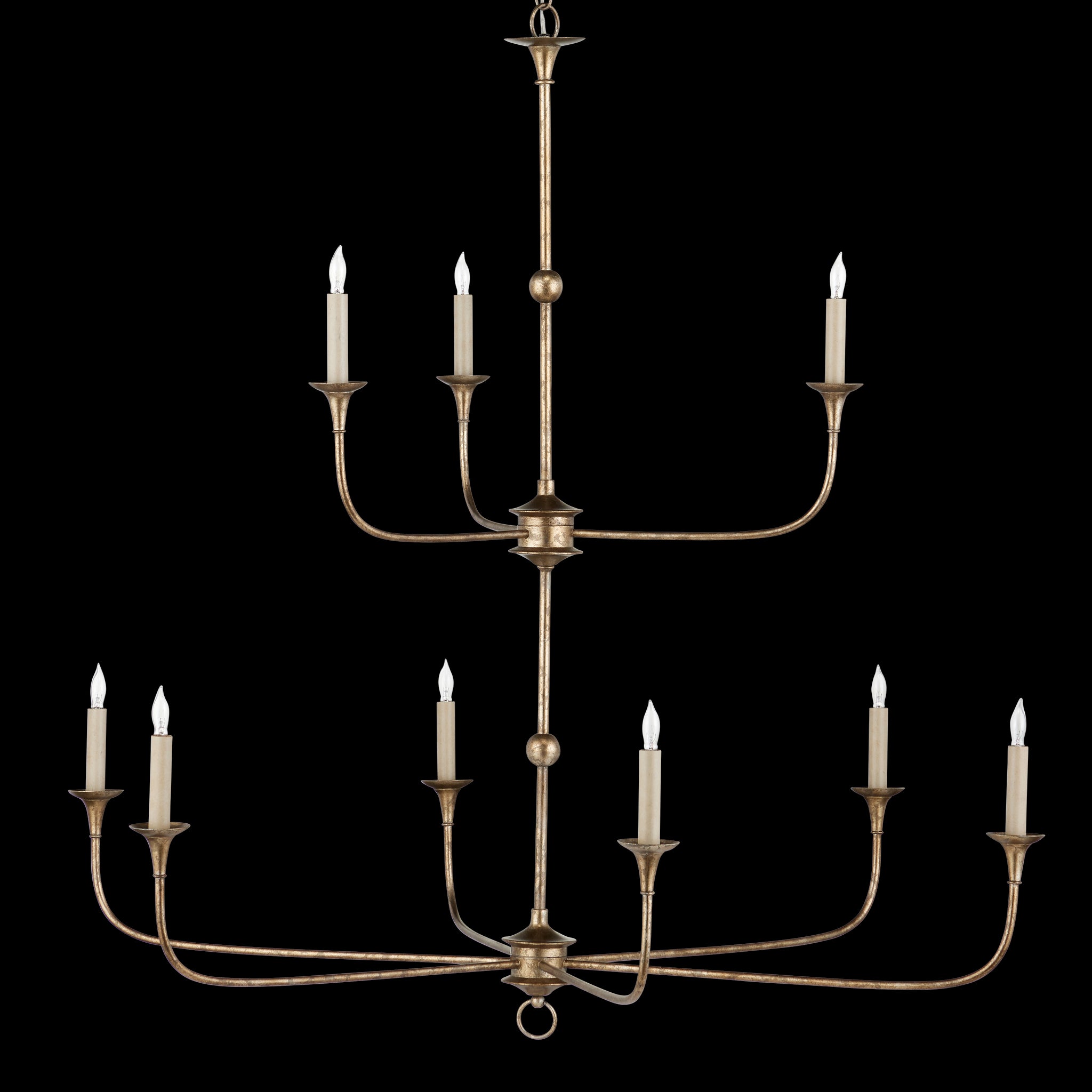 Currey & Company Nottaway 44.25" Bronze 9 Light Two Tier Chandelier