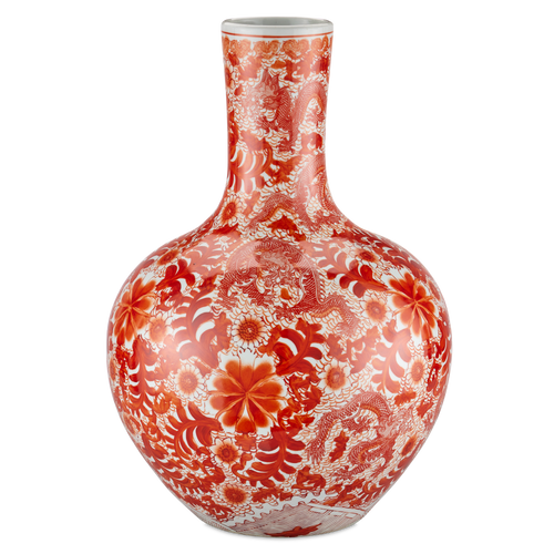 Currey & Company 20.75" Biarritz Coral Fern Long Neck Vase