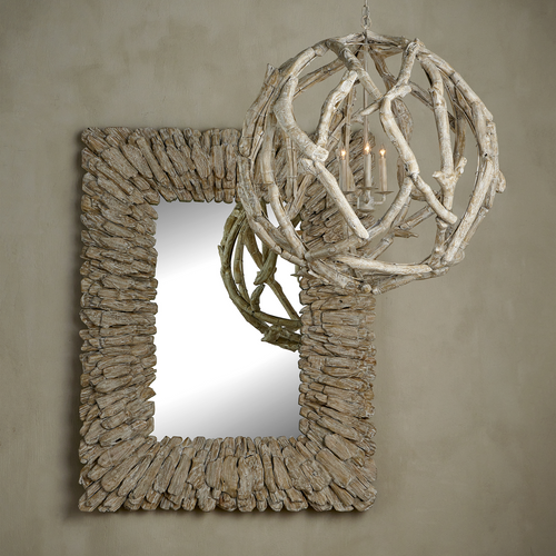 Currey & Company 51" Beachhead Whitewash Rectangular Mirror
