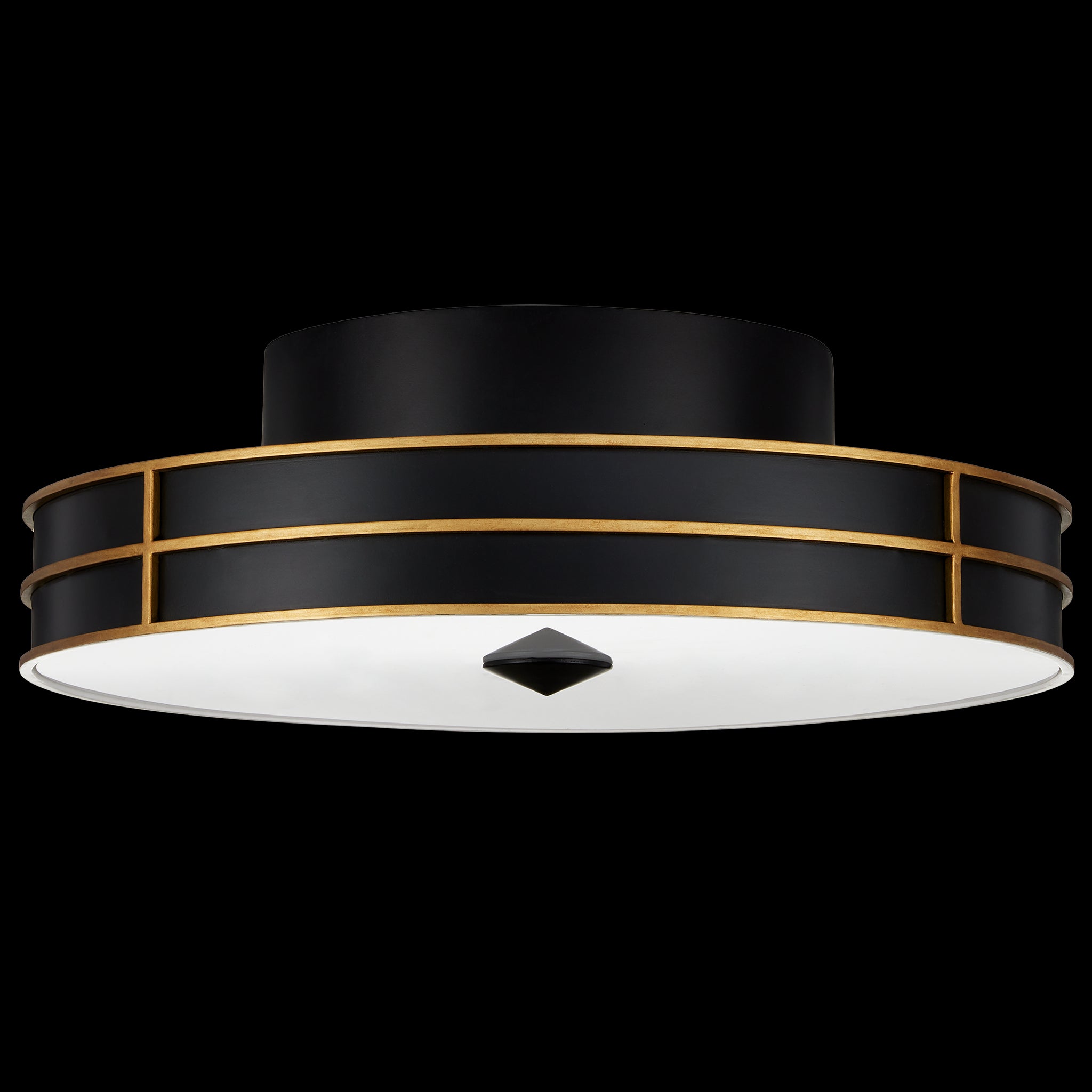 Currey & Company Fielding 24" Black 1 Light Led Flush Mount