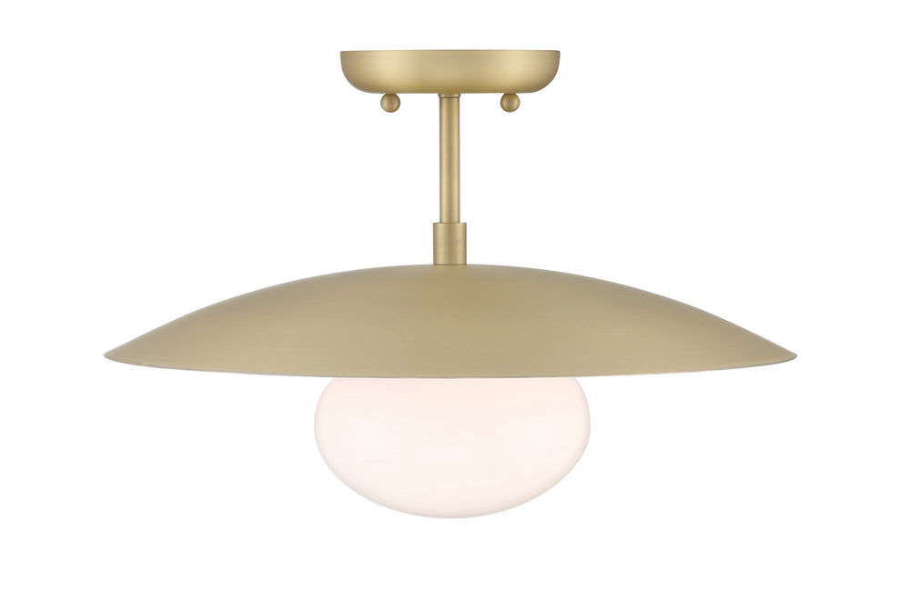 Lumanity Declan Modern Disc Satin Brass 16" Semi Flush Mount Ceiling Light