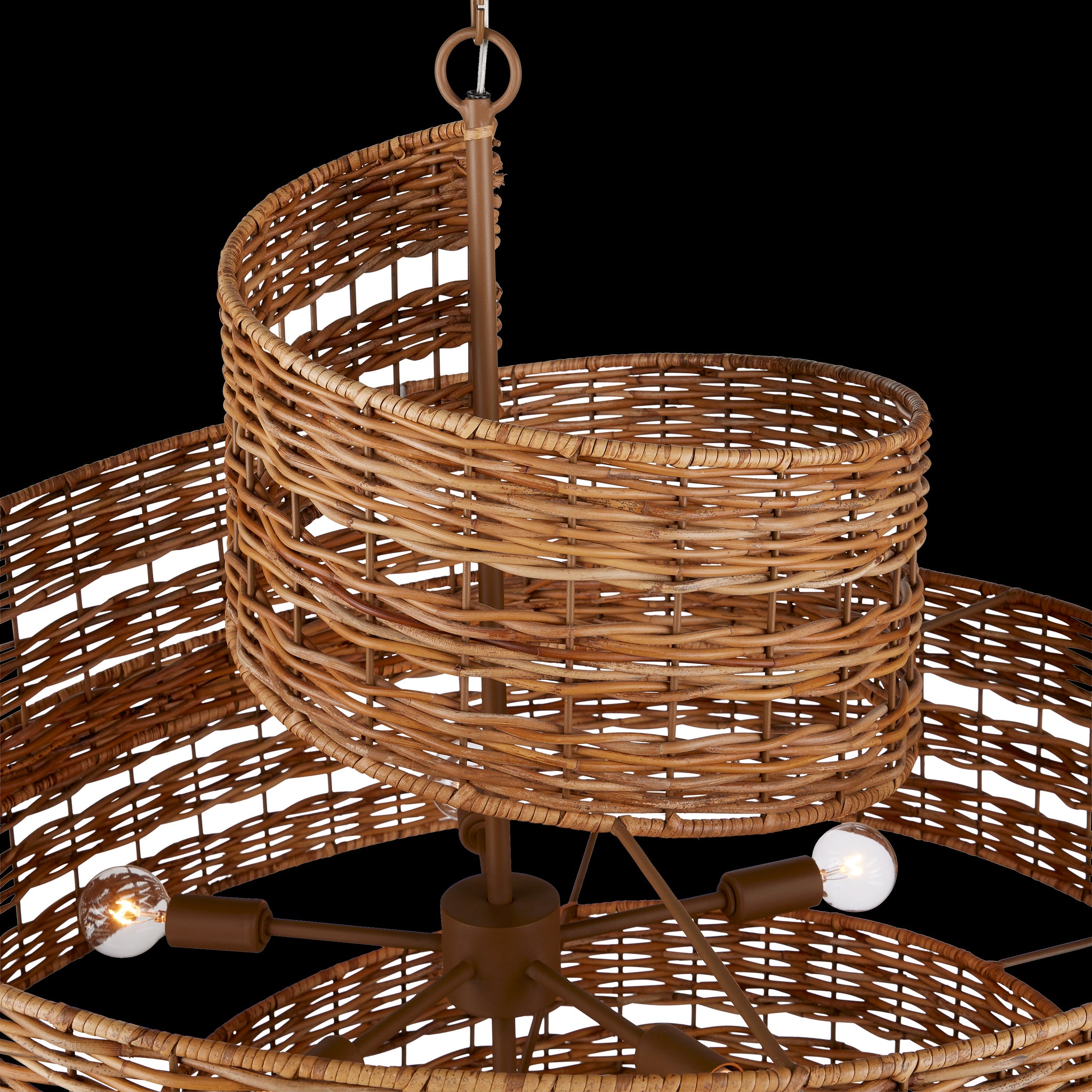 Currey & Company Saisei 32" Rattan 5 Light Chandelier