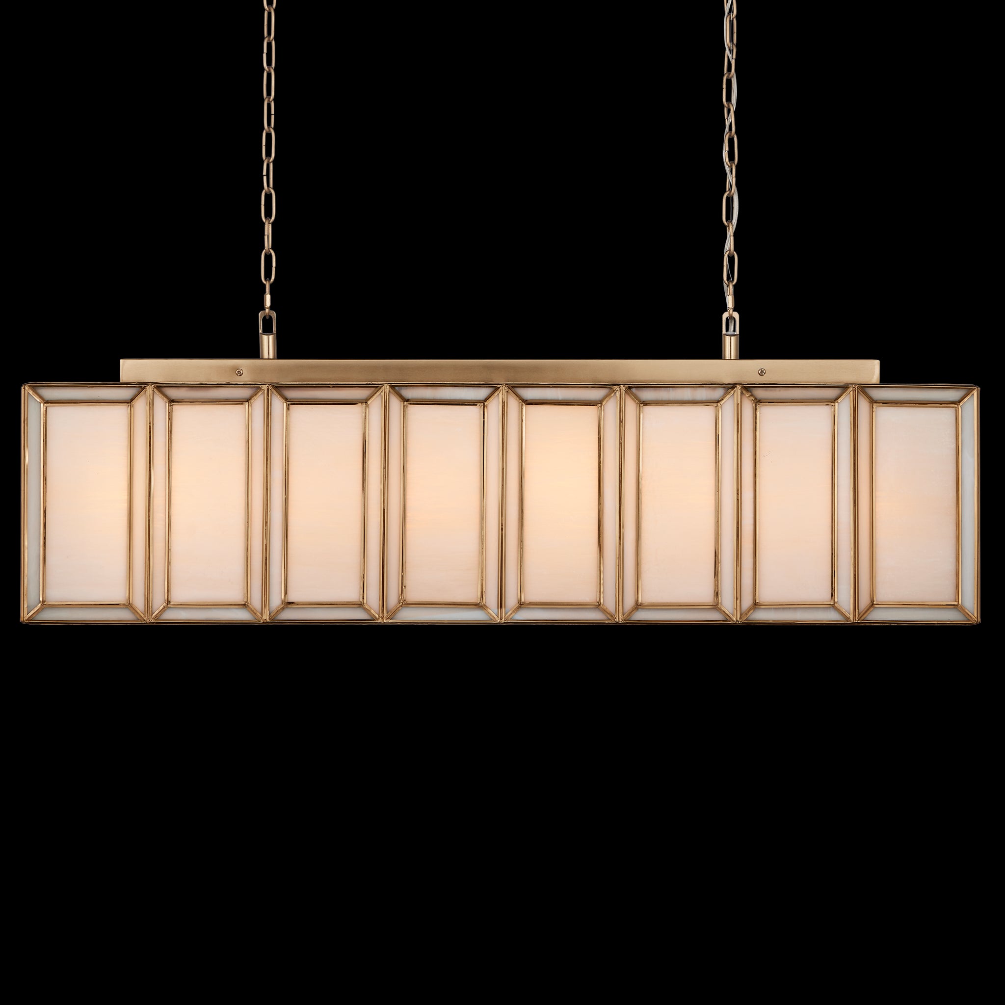 Currey & Company Daze 39.5" Milk Glass 6 Light Rectangular Chandelier