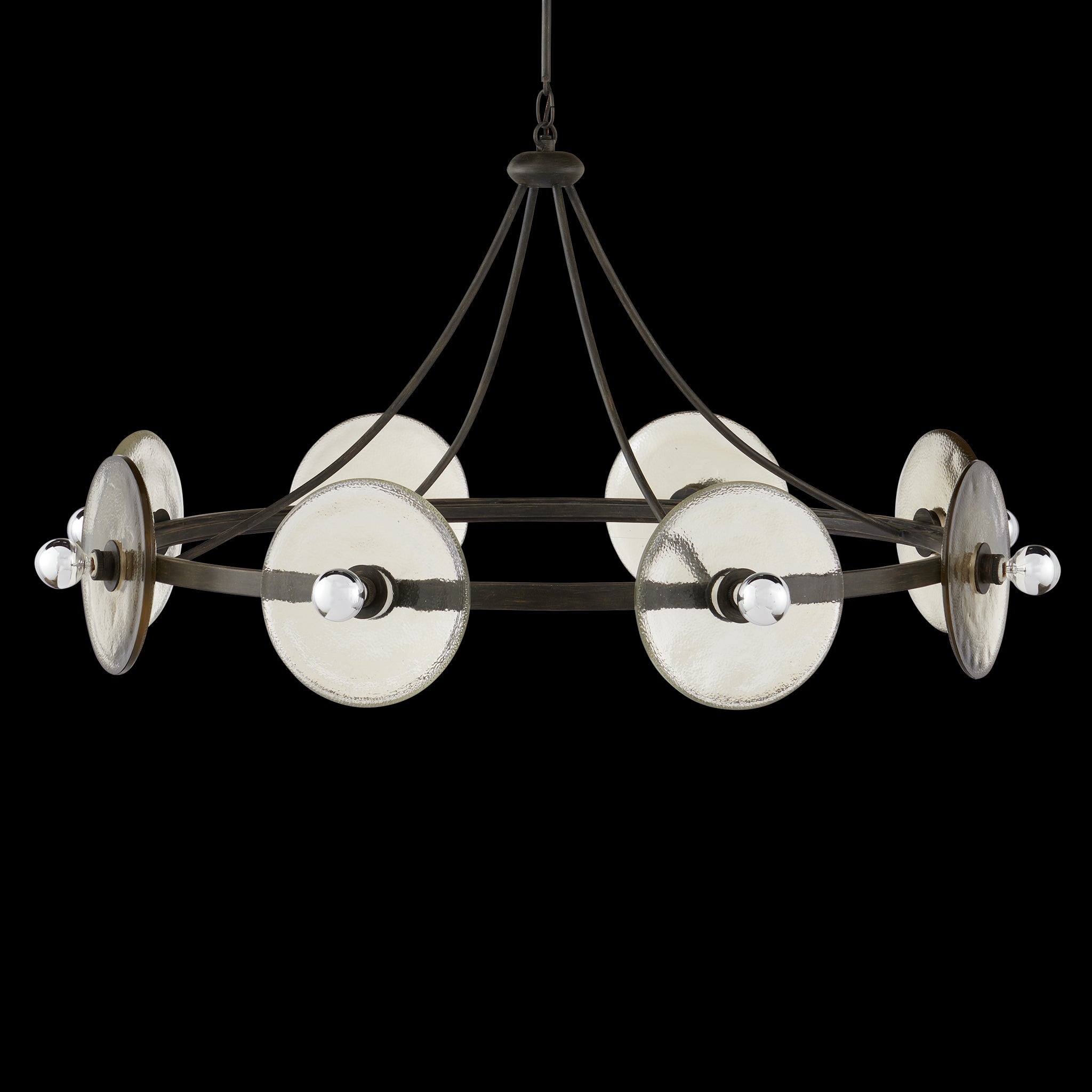 Currey & Company Circumstellar 37.25" Recycled Glass 8 Light Disc Chandelier