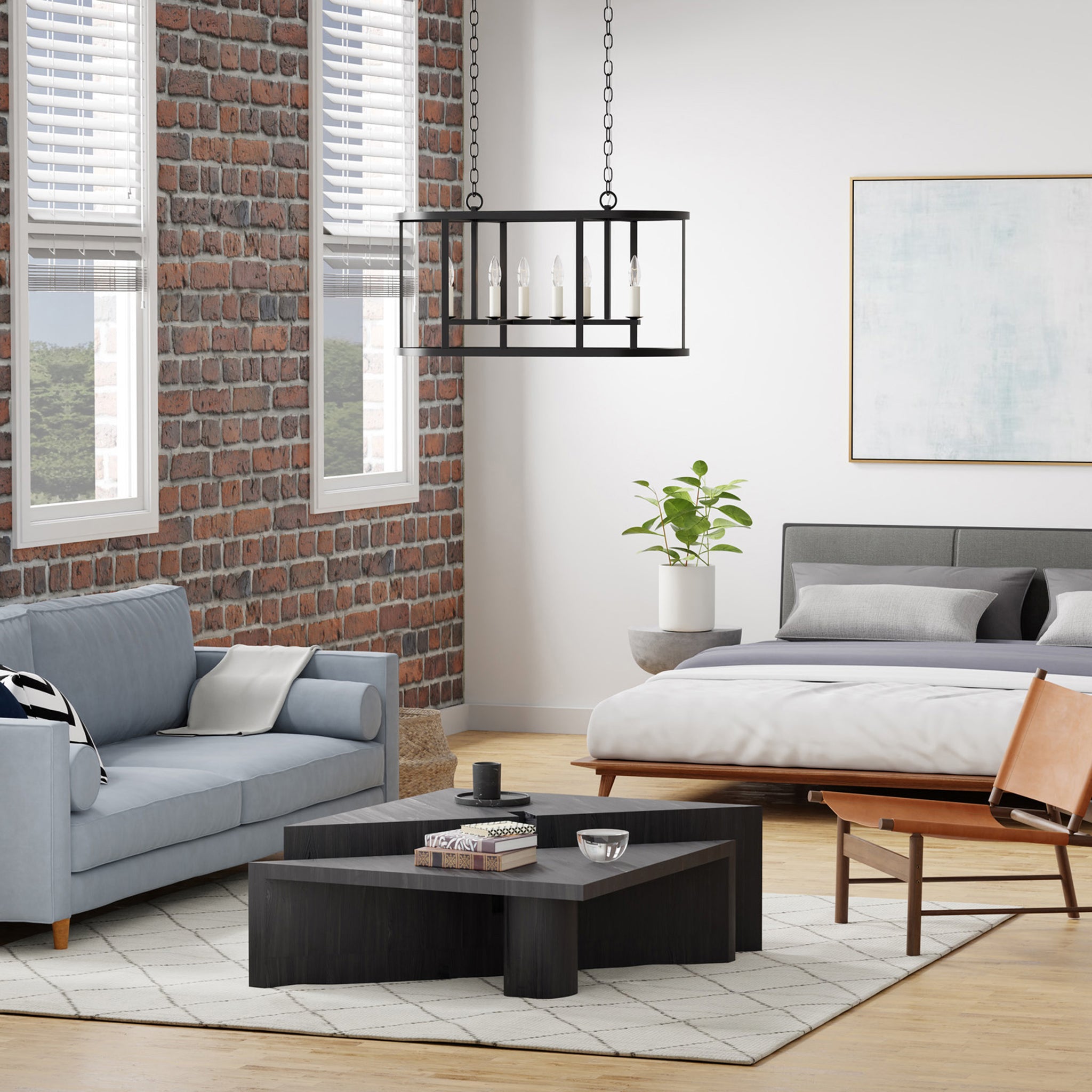 Lumanity Bryant 6 Light Linear Geometric Chandelier