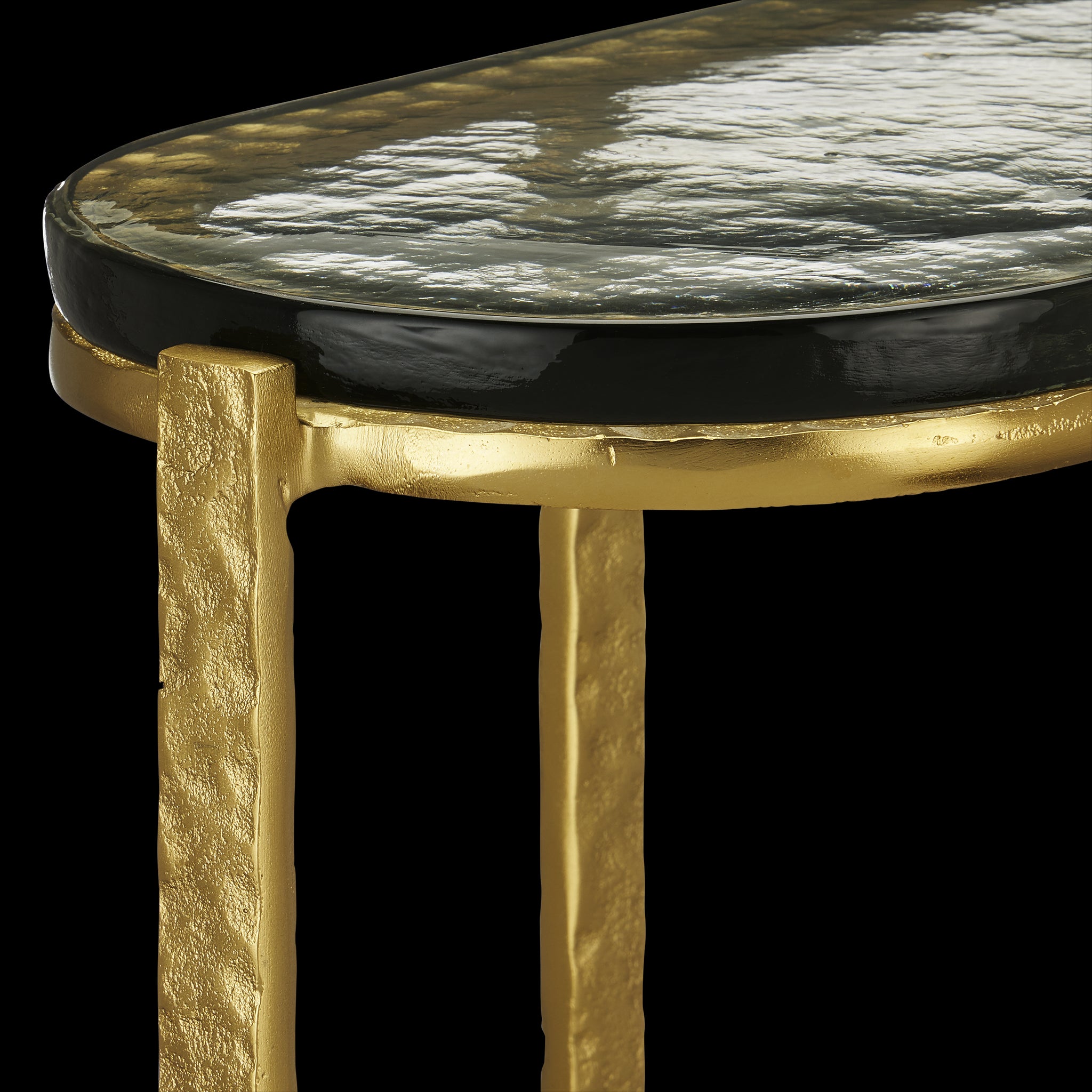 Currey & Company 21" Acea Gold Side Table With Cast Glass
