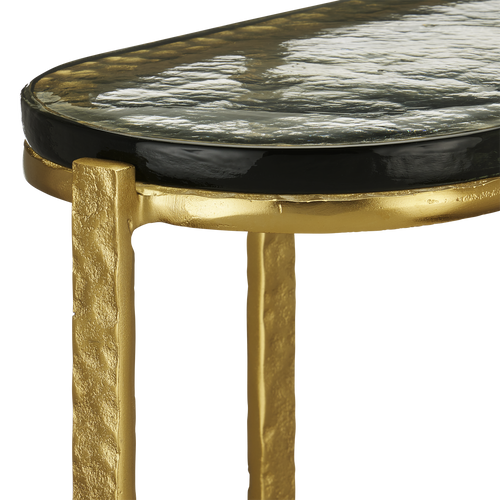 Currey & Company 21" Acea Gold Side Table With Cast Glass