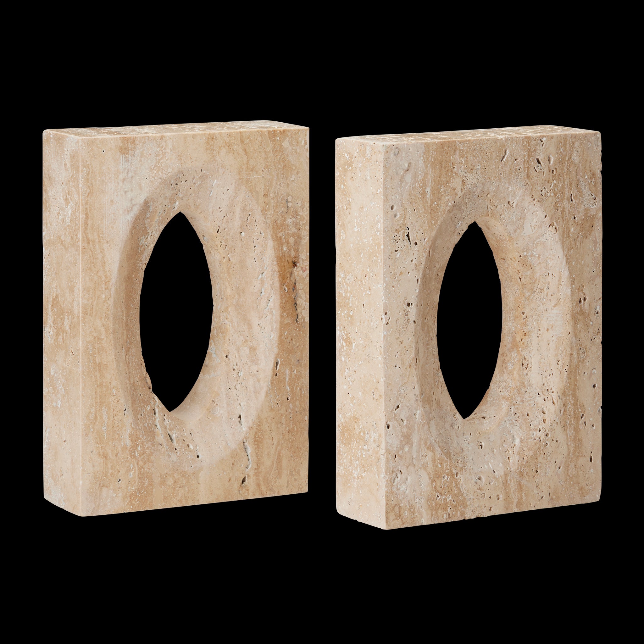 Currey & Company 8" Demi Travertine Bookends Set Of 2