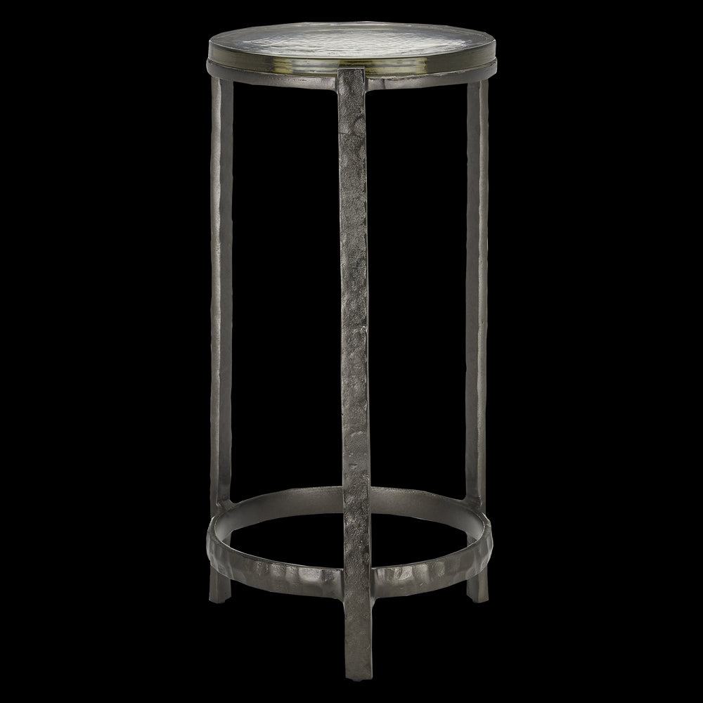 Currey & Company 23.5" Acea Graphite Drinks Table With Cast Glass