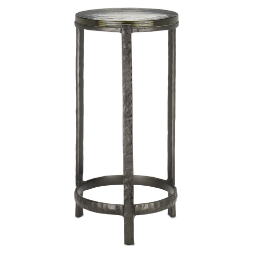 Currey & Company 23.5" Acea Graphite Drinks Table With Cast Glass