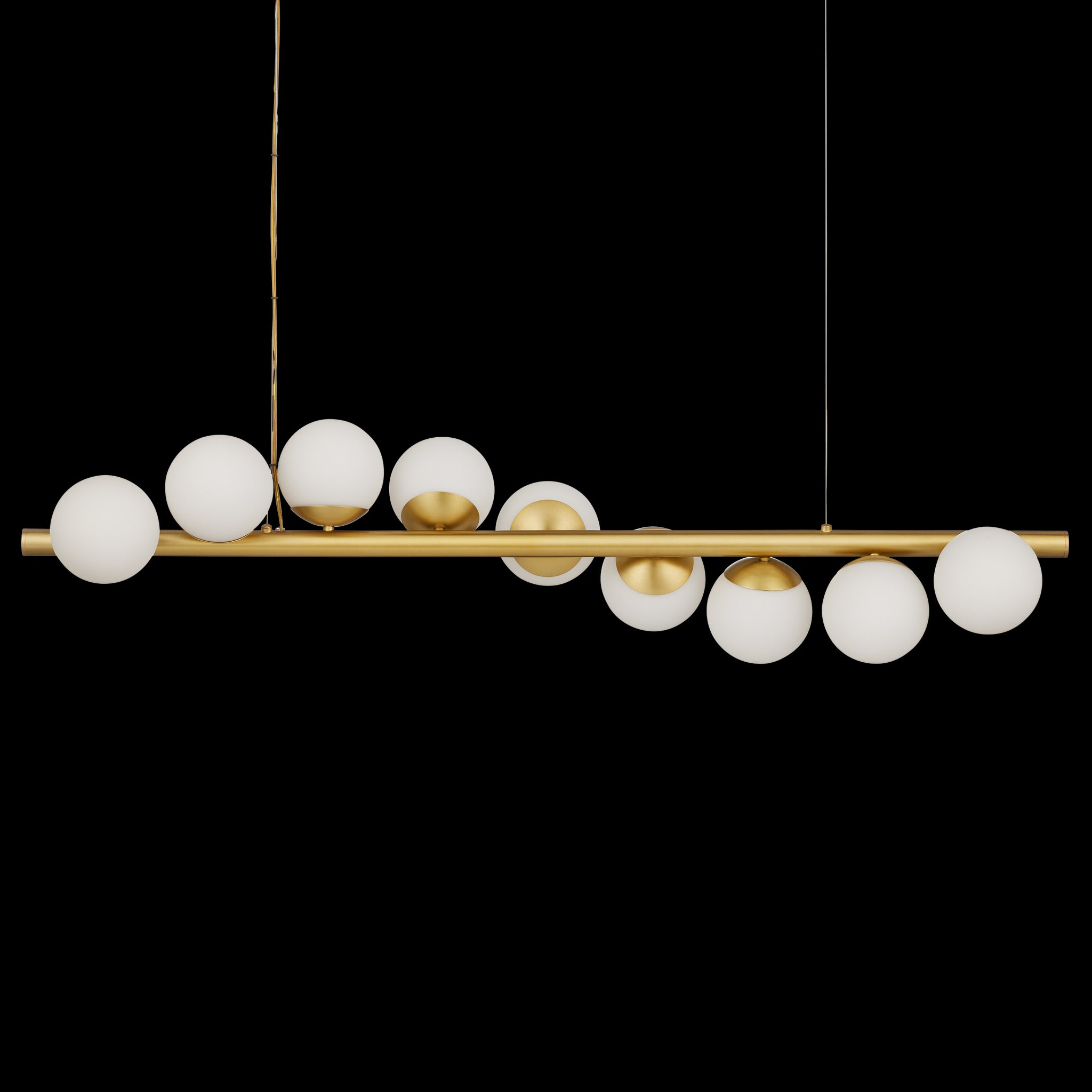 Currey & Company Barcarolle 48" Brass 9 Light Linear Chandelier