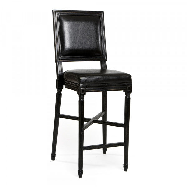 Zentique French Bar Stool Black Leather