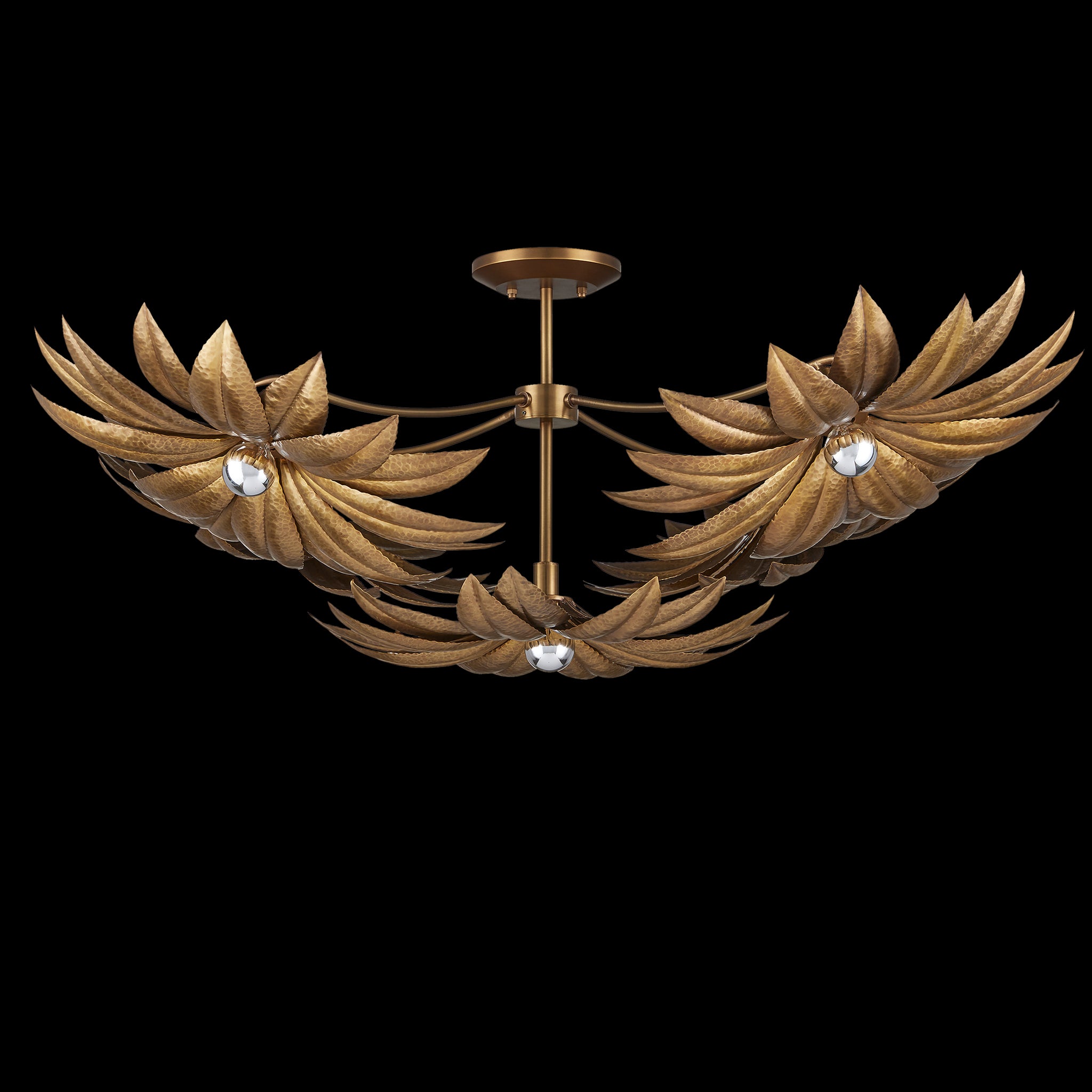 Currey & Company Alithea 45.25" 5 Light Brass Semi Flush Mount