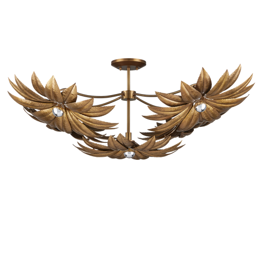 Currey & Company Alithea 45.25" 5 Light Brass Semi Flush Mount