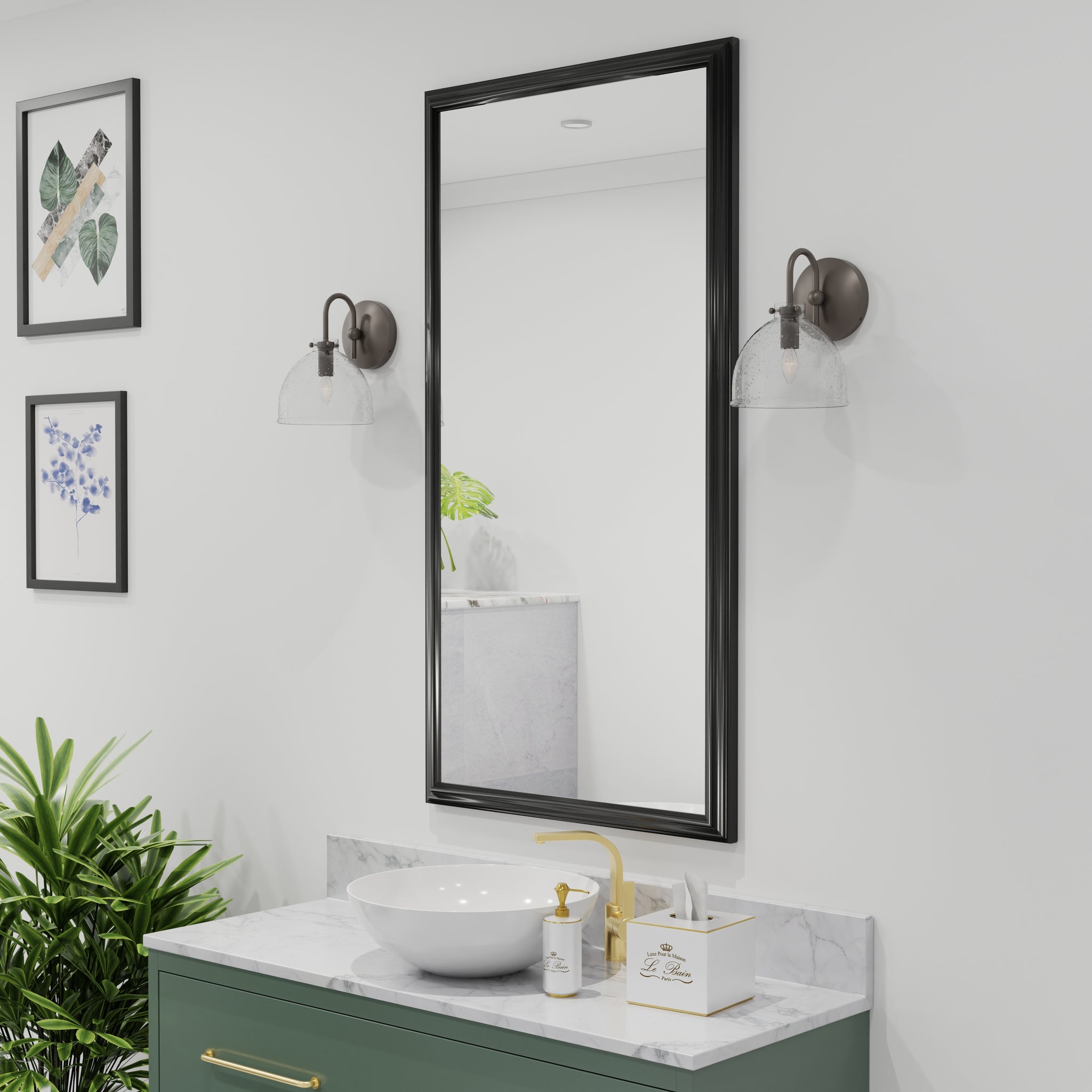 Lumanity Quinn Seeded Glass 7" Dome Dark Graphite Bronze Wall Sconce Light