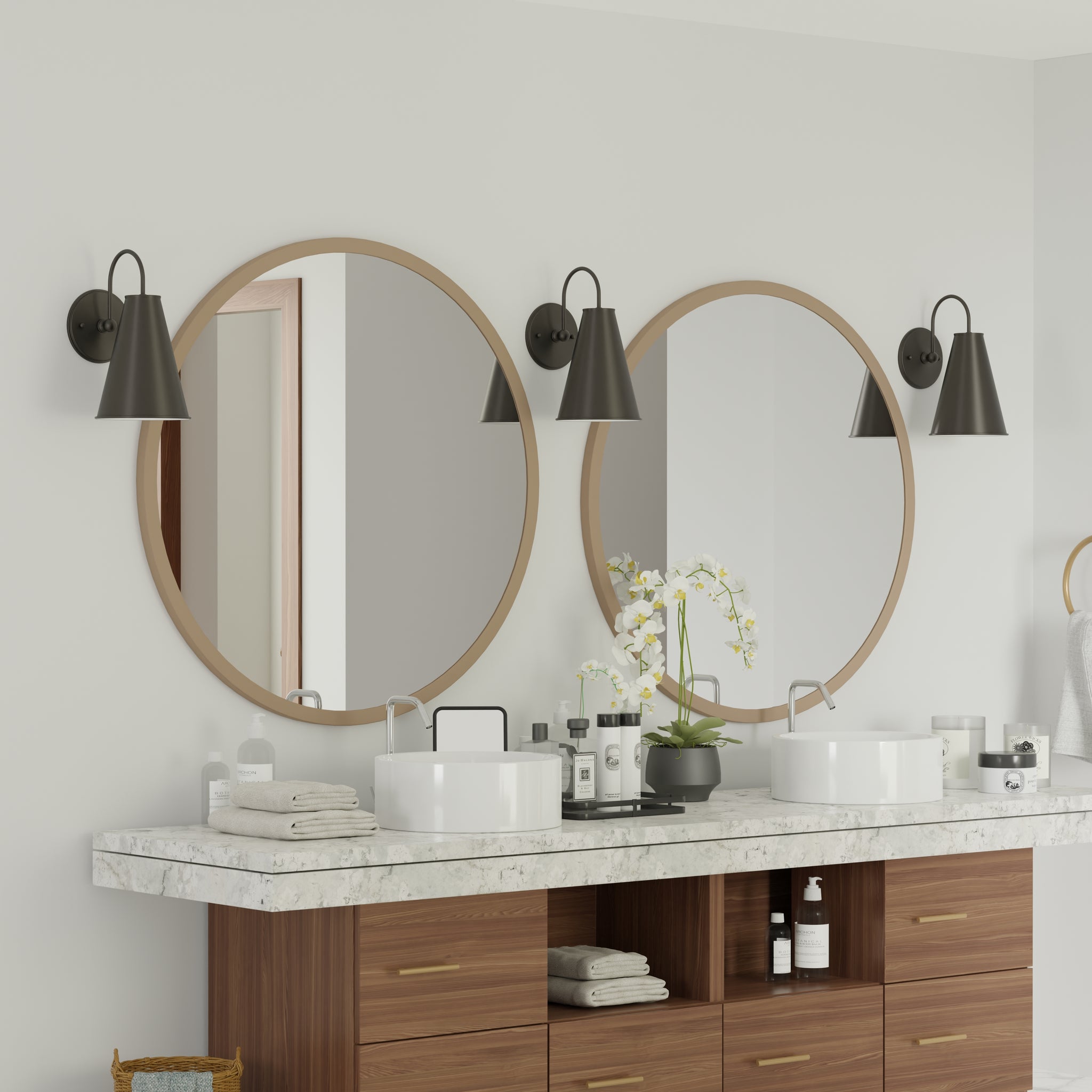 Lumanity Lincoln Tapered Metal 7" Dome Dark Graphite Bronze Wall Sconce Light