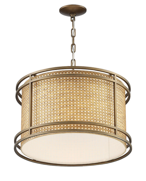 Lumanity Tailor Single Light Cane And Brass Drum Pendant Chandelier