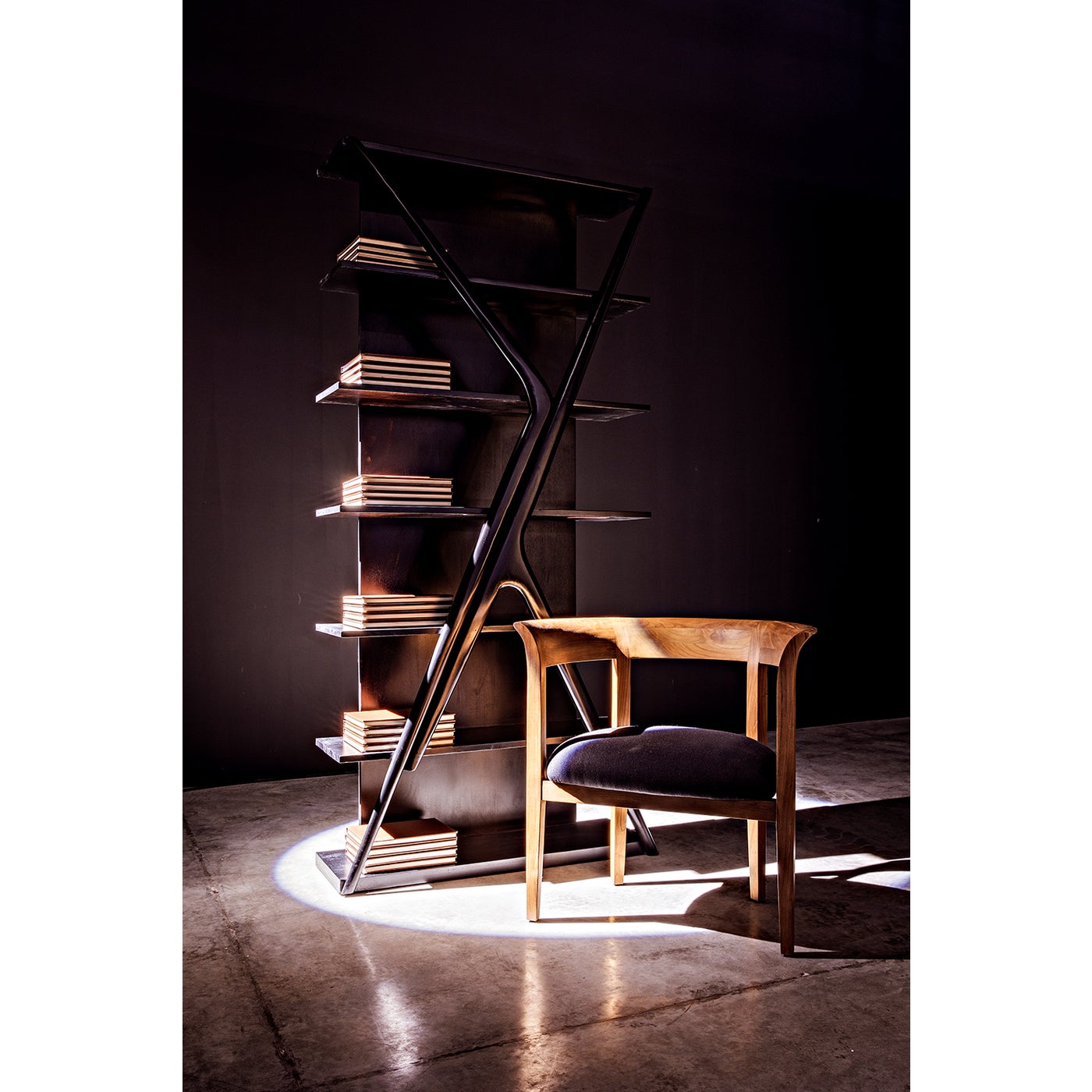 Noir Vetra Bookcase, Hand Rubbed Black