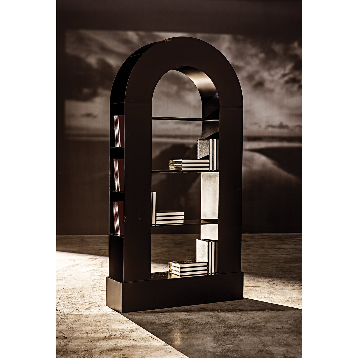 Noir Triumph Bookcase, Black Steel