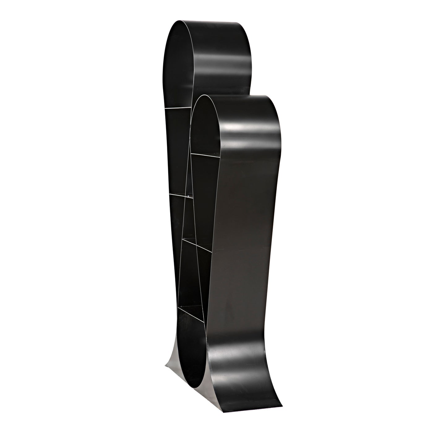 Noir Zaha Bookcase, Black Metal