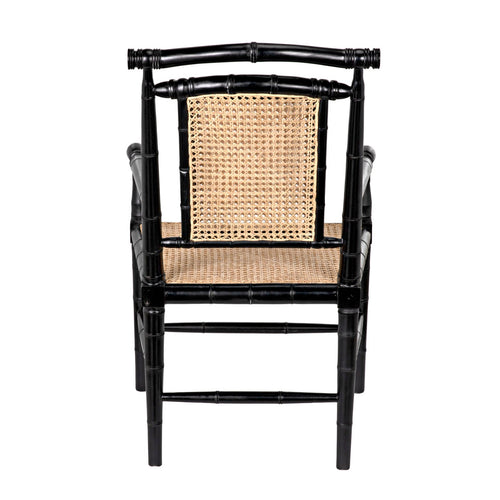 Noir Colonial Bamboo Arm Chair, Hand Rubbed Black