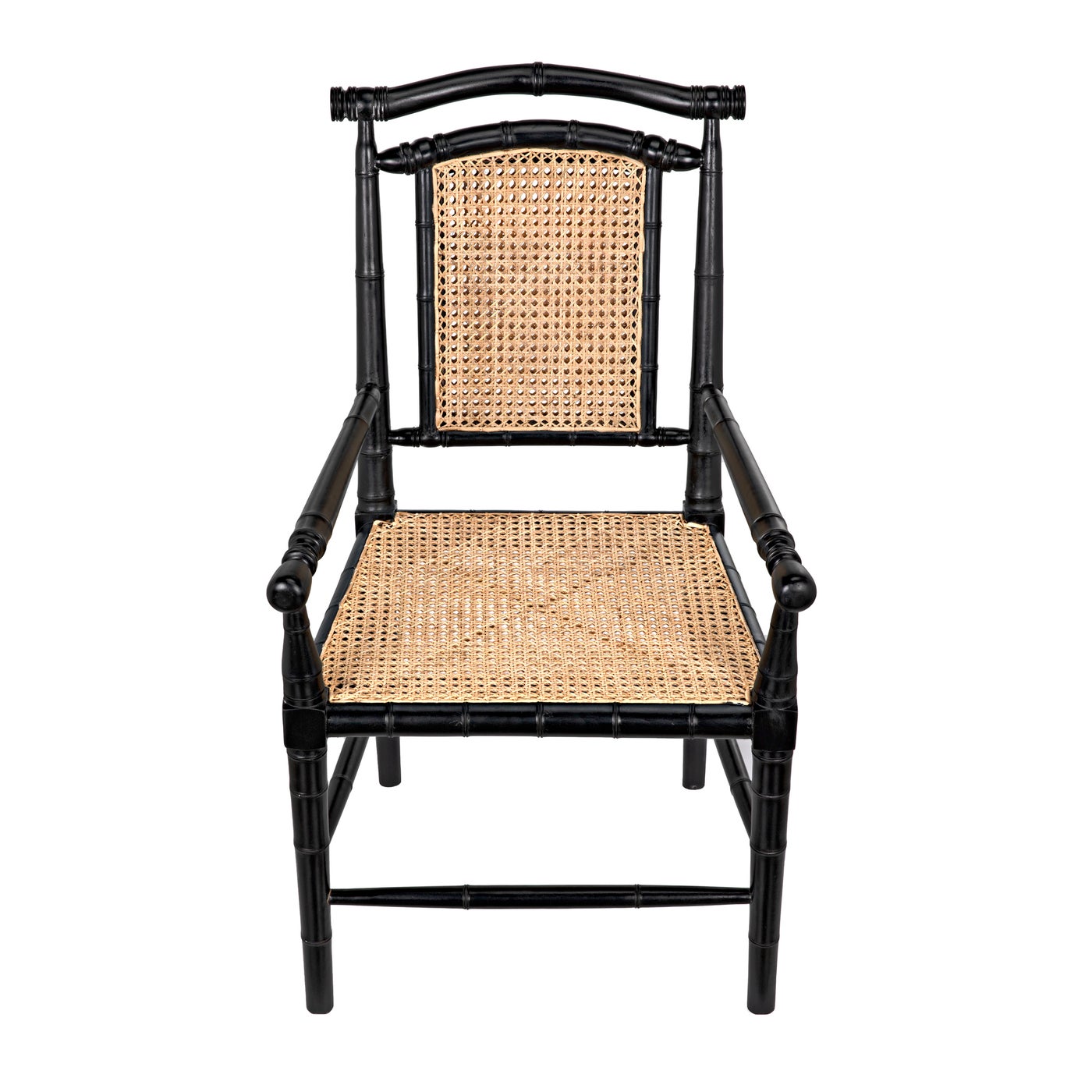 Noir Colonial Bamboo Arm Chair, Hand Rubbed Black