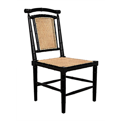 Noir Colonial Bamboo Side Chair, Hand Rubbed Black