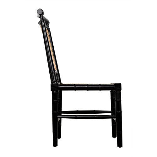 Noir Colonial Bamboo Side Chair, Hand Rubbed Black