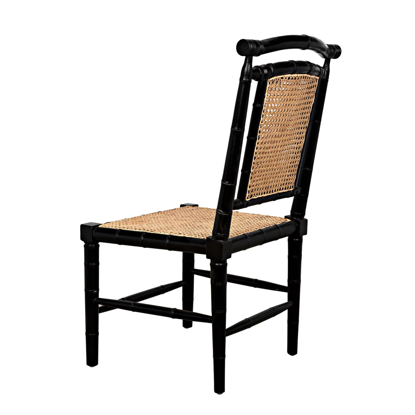 Noir Colonial Bamboo Side Chair, Hand Rubbed Black
