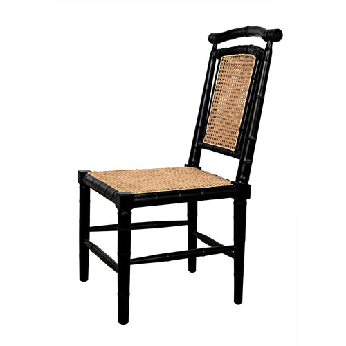 Noir Colonial Bamboo Side Chair, Hand Rubbed Black