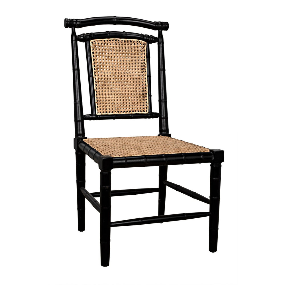 Noir Colonial Bamboo Side Chair, Hand Rubbed Black