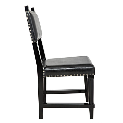 Noir Kerouac Chair With Leather, Distressed Black