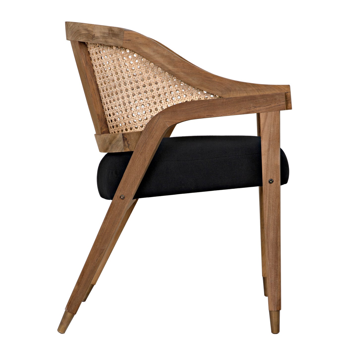 Noir Chloe Chair, Teak, Caning, And Black Cotton