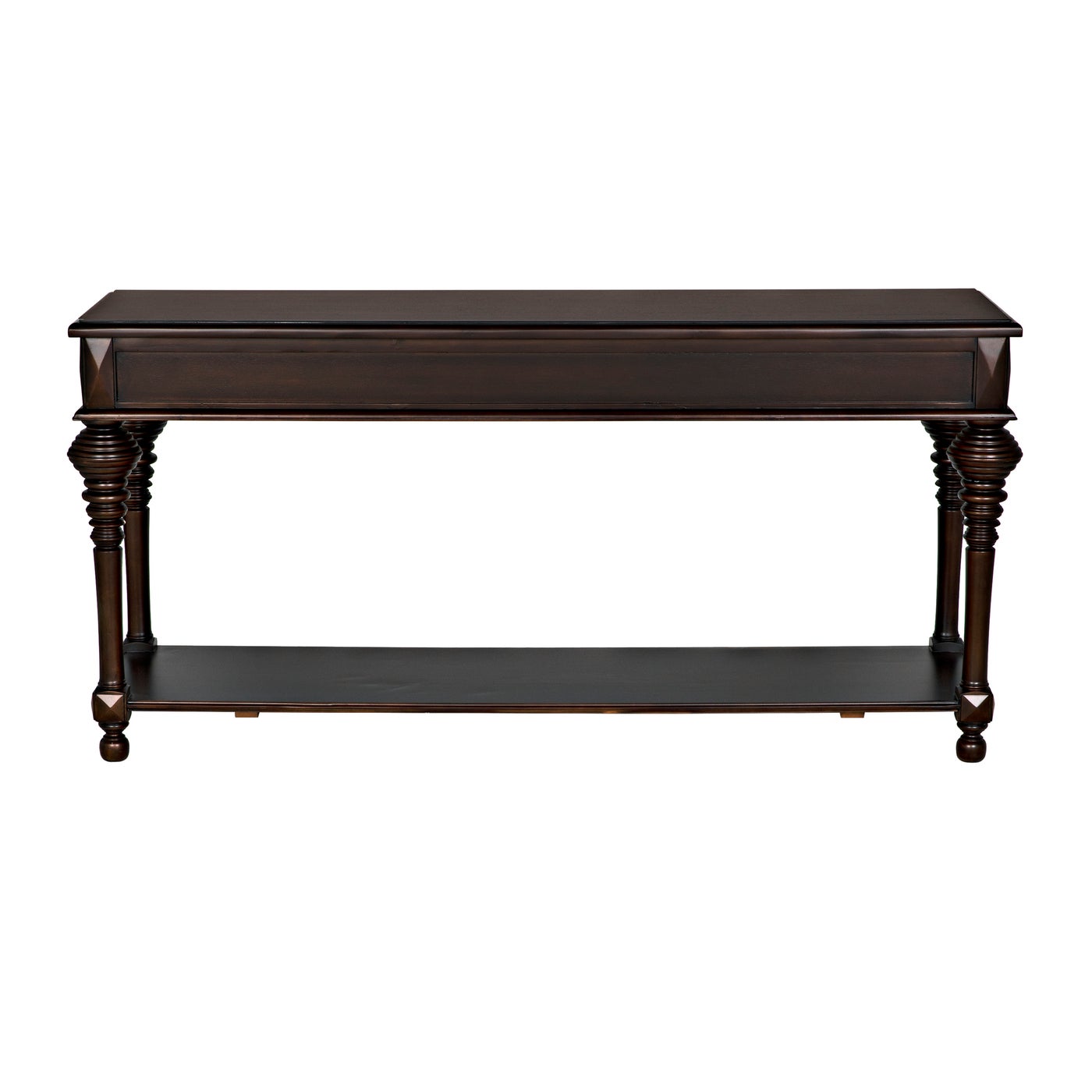 Noir Colonial Large Sofa Table, Distressed Brown