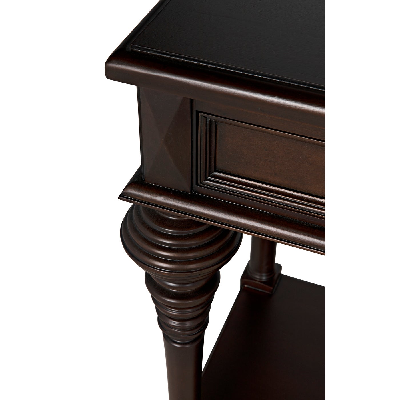 Noir Colonial Large Sofa Table, Distressed Brown