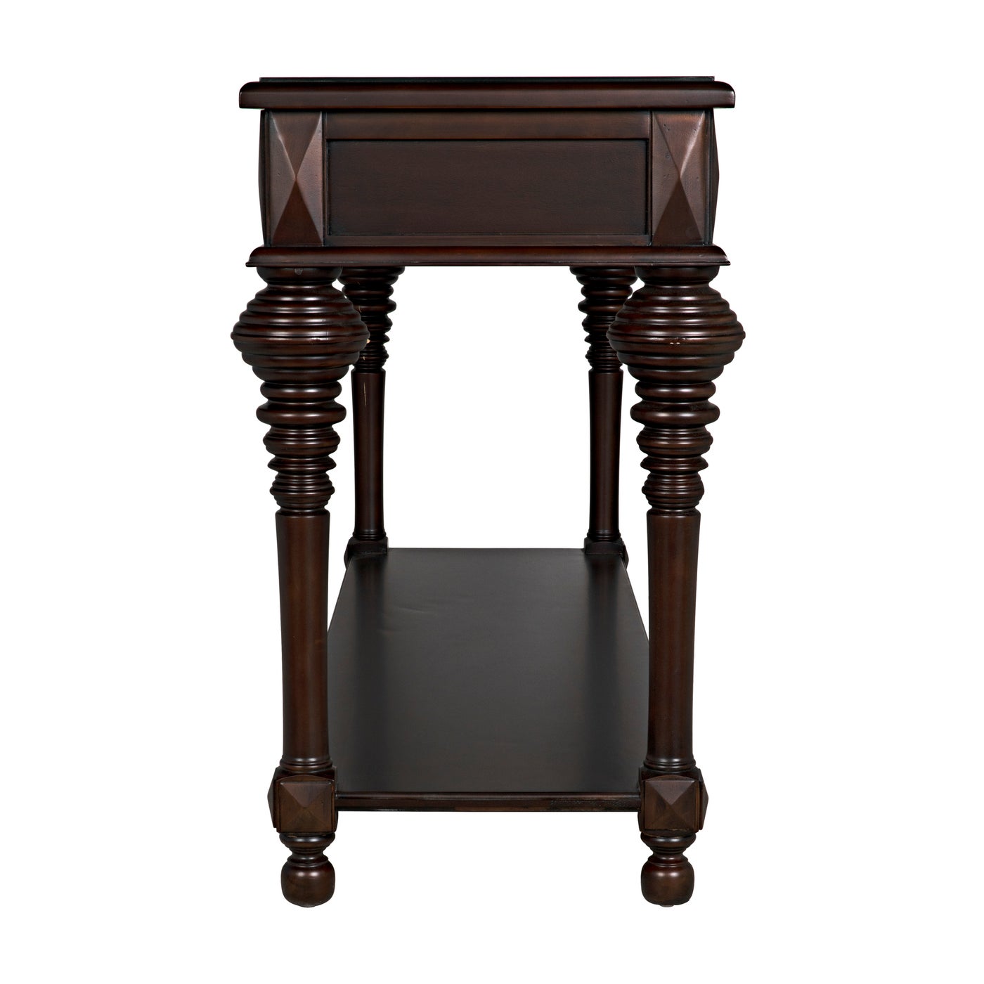 Noir Colonial Large Sofa Table, Distressed Brown