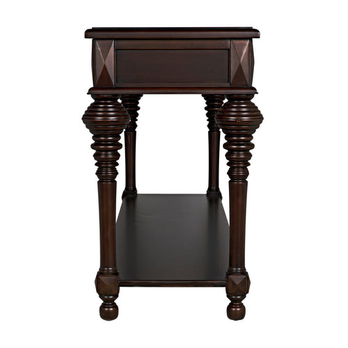 Noir Colonial Large Sofa Table, Distressed Brown
