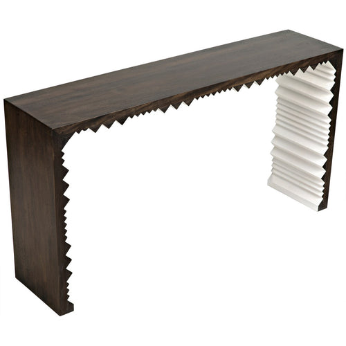 Noir Nelson Console, Ebony Walnut With White Detail