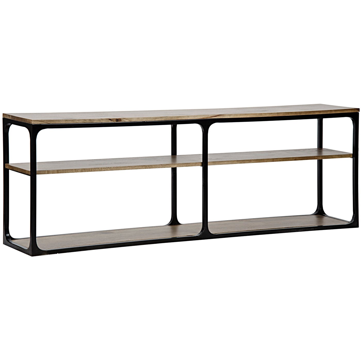 Noir Novie Console Black Steel With Dark Walnut