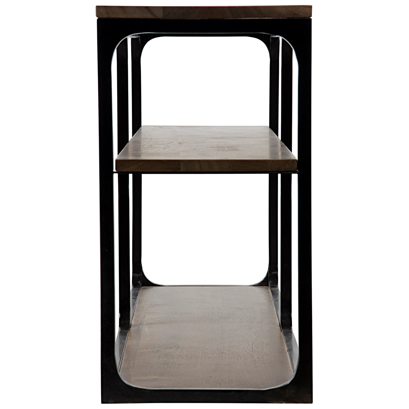 Noir Novie Console Black Steel With Dark Walnut