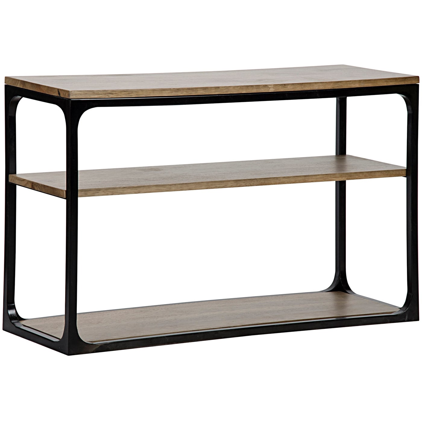 Noir Novie Console Black Steel With Dark Walnut