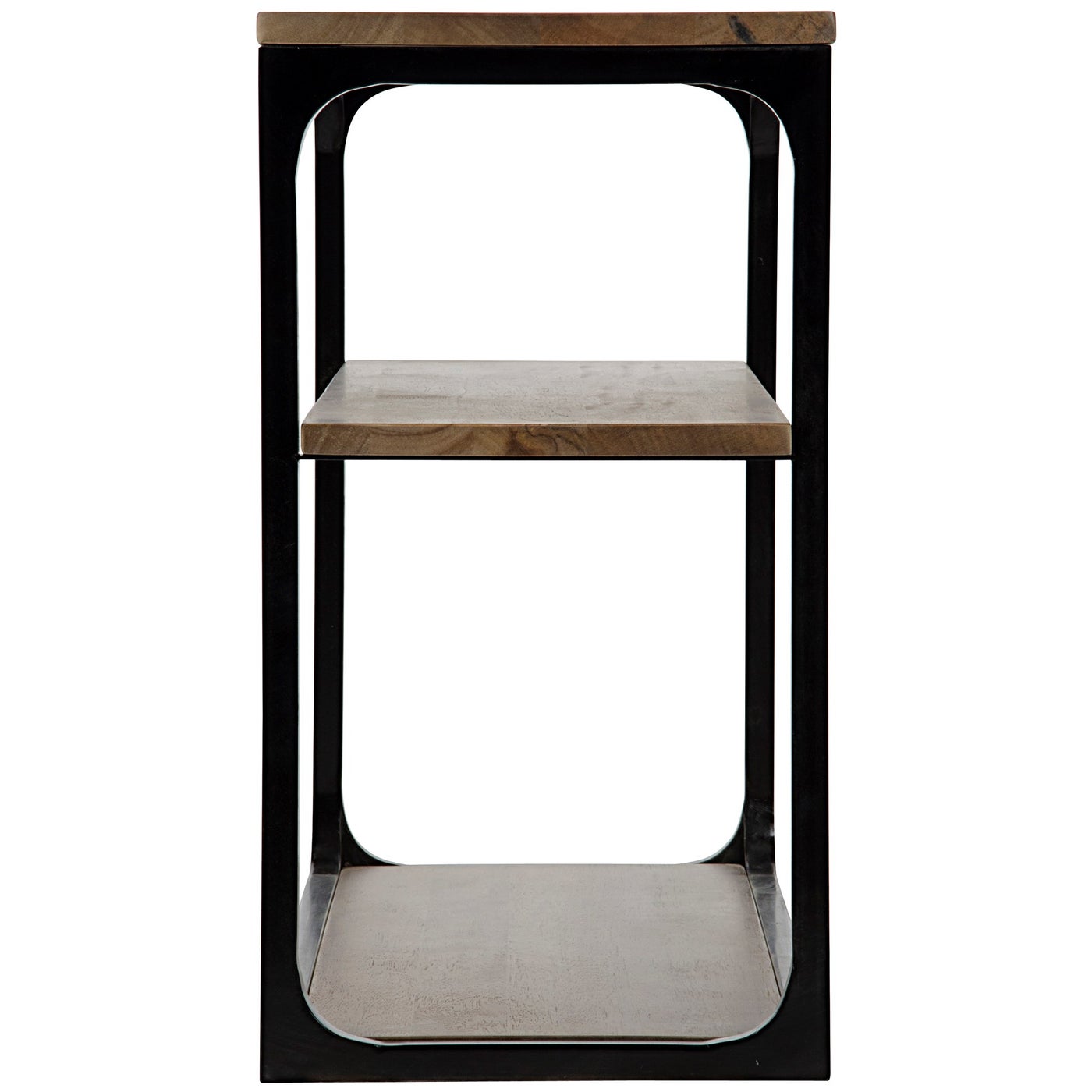 Noir Novie Console Black Steel With Dark Walnut