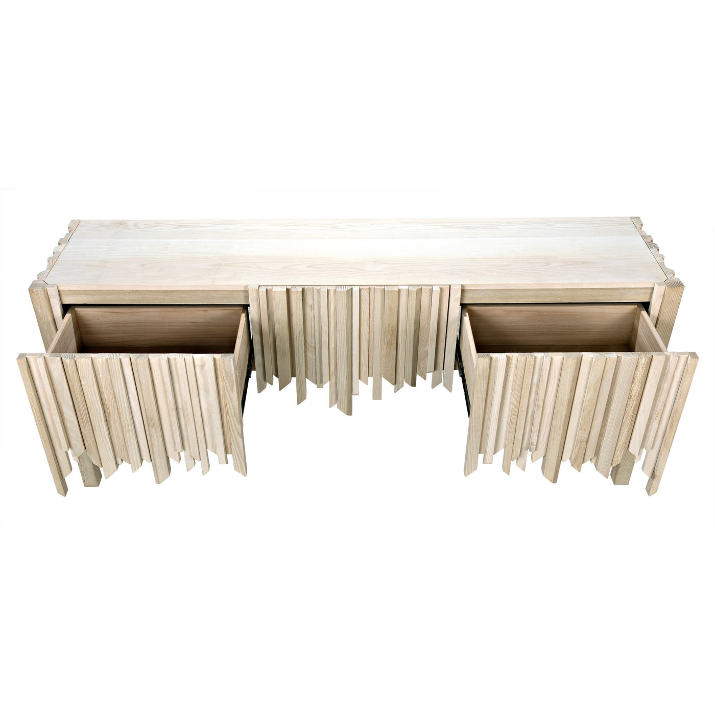 Noir Desdemona Sideboard With 3 Drawers, Bleached Elm