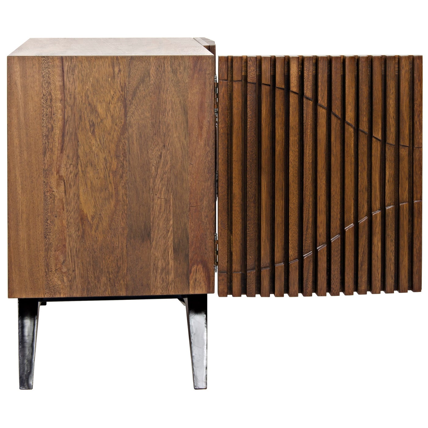 Noir Illusion Single Sideboard With Steel Base, Bleached Walnut
