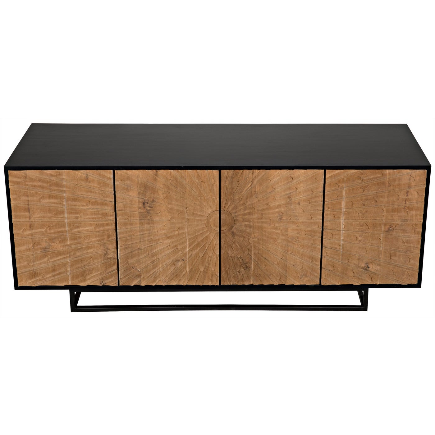 Noir Ra Sideboard, Hand Rubbed Black With Teak