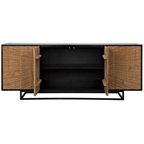 Noir Ra Sideboard, Hand Rubbed Black With Teak