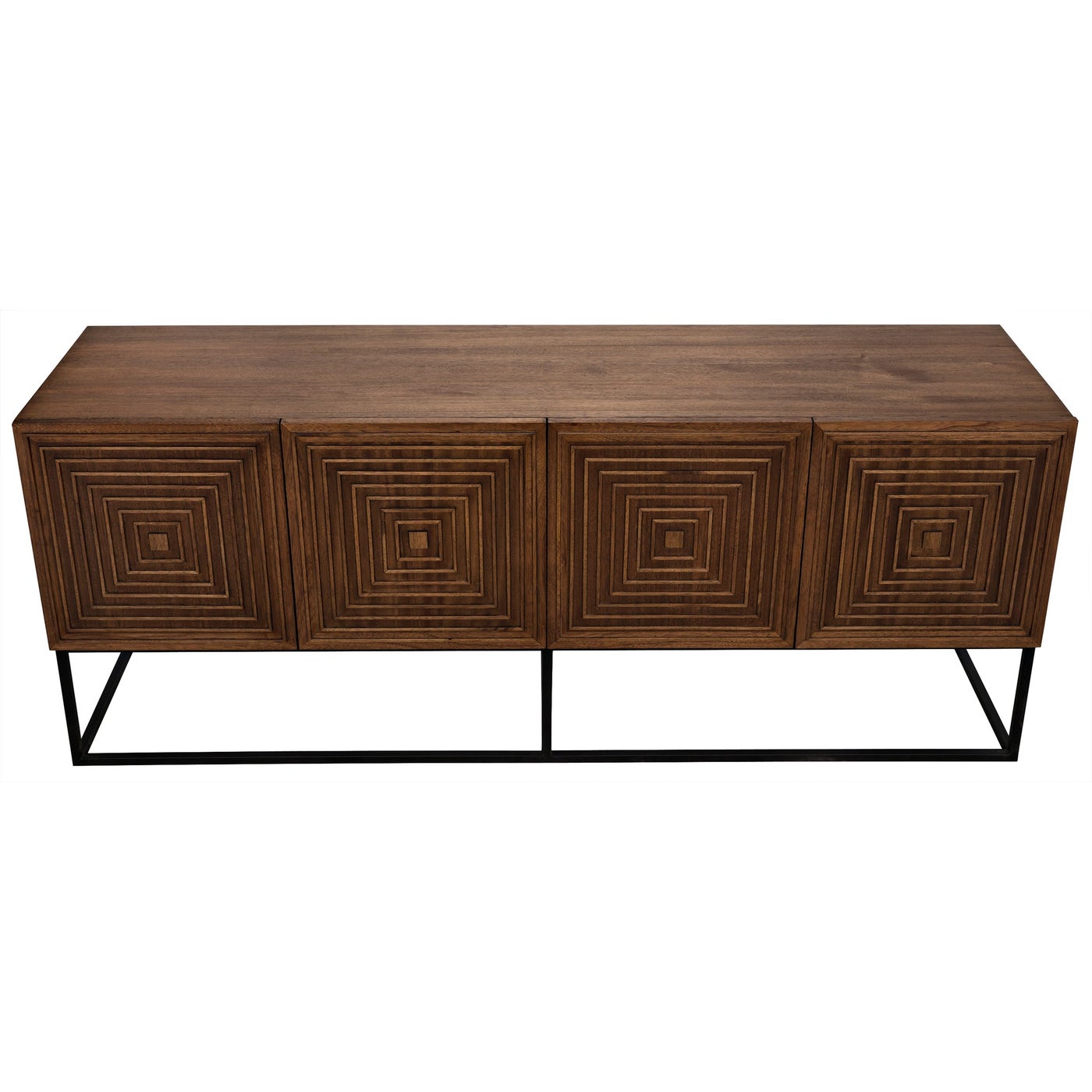 Noir Lanon Sideboard With Steel Base, Dark Walnut