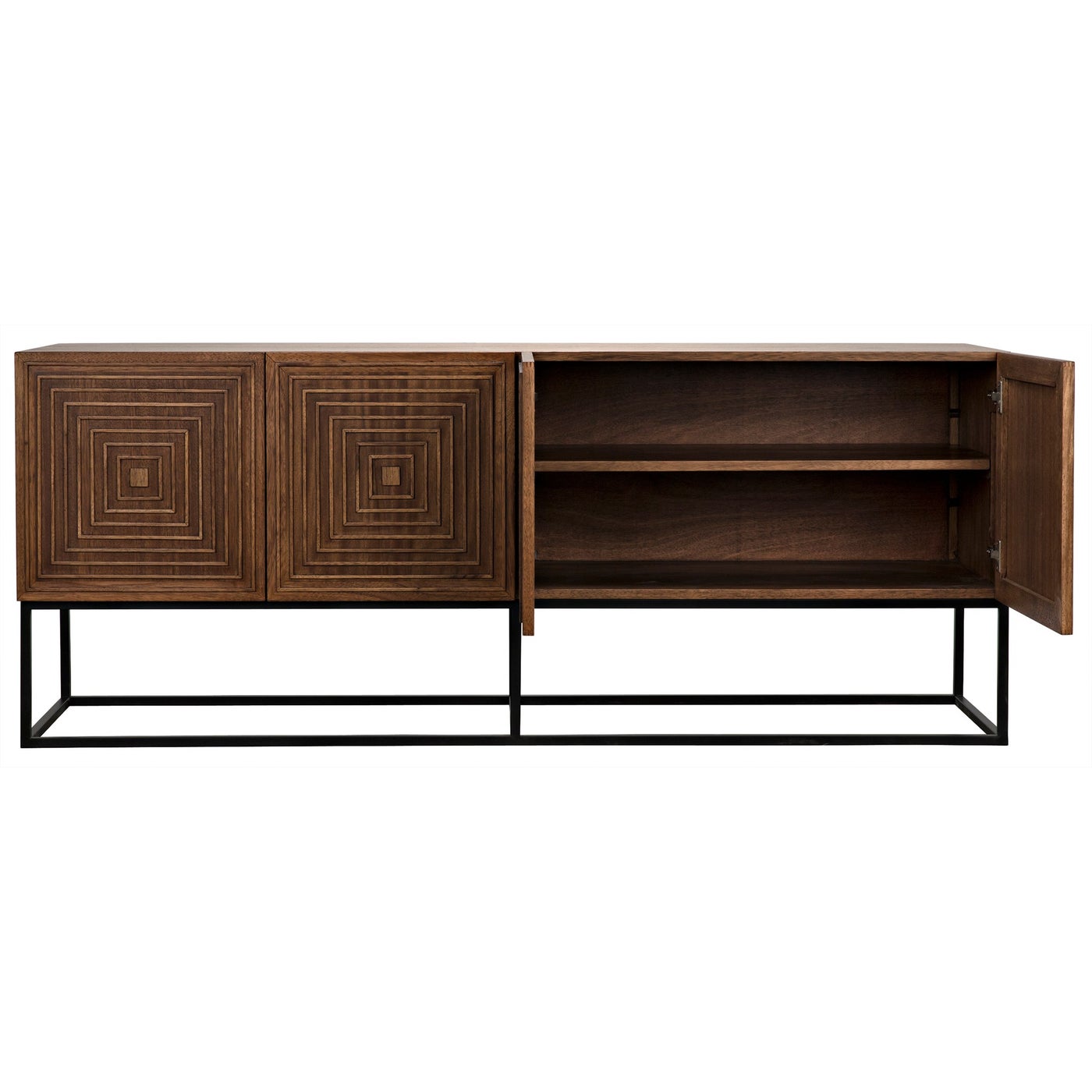 Noir Lanon Sideboard With Steel Base, Dark Walnut