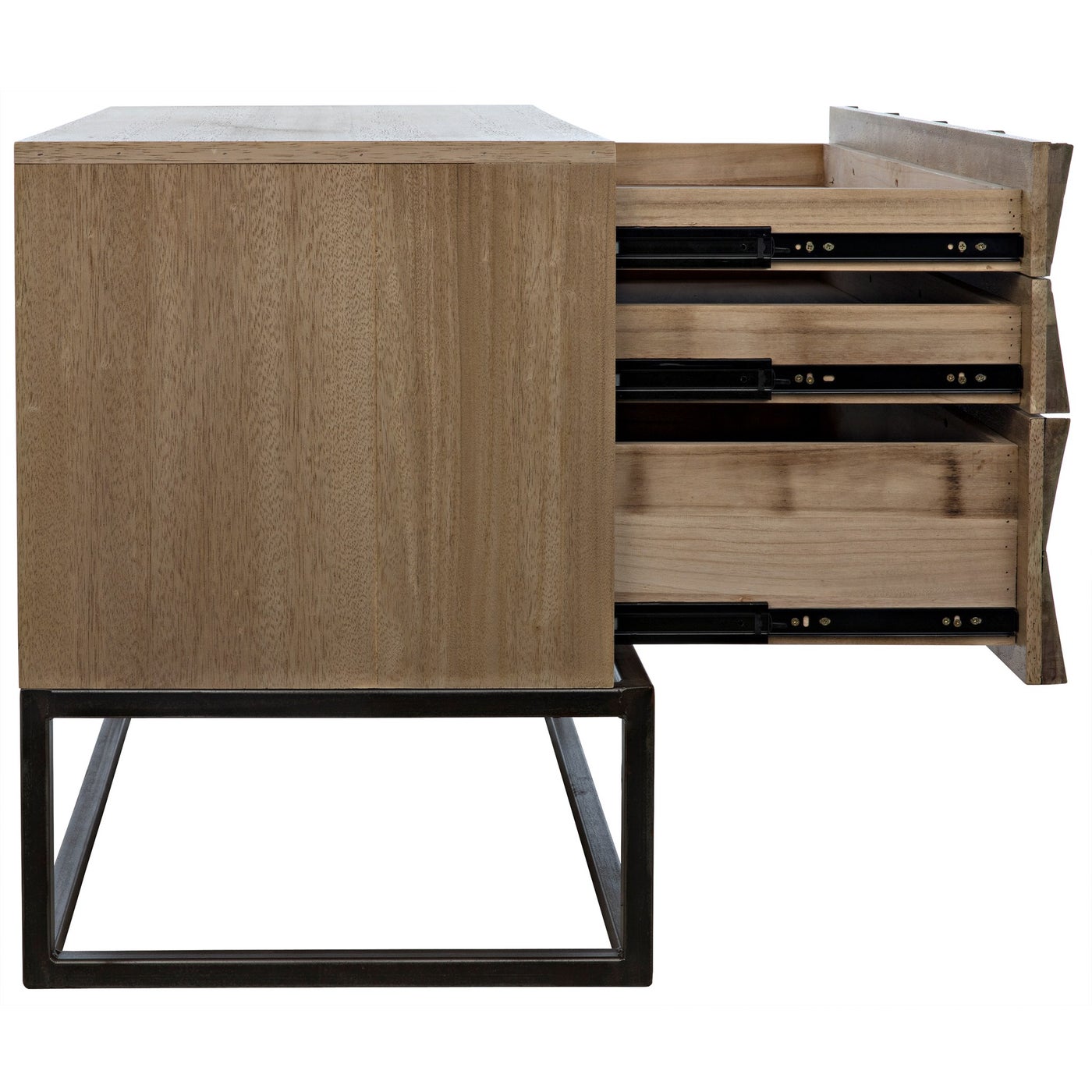 Noir Draco Sideboard With Steel Stand, Washed Walnut