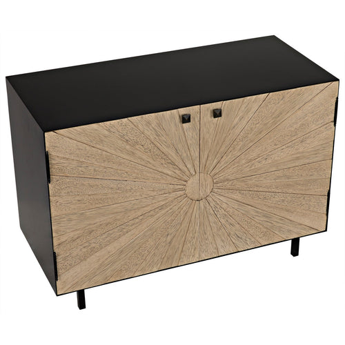 Noir Ray Sideboard With Steel Box, Bleached Walnut